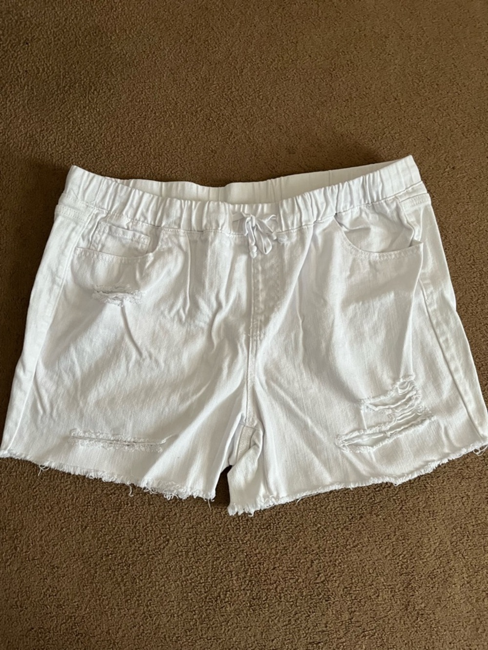 YMI White Distressed Drawstring Shorts